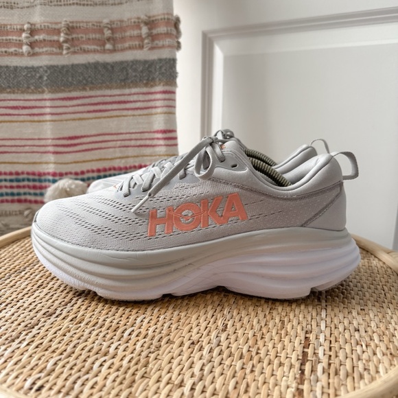 Hoka One One Bondi 8 Harbor Mist Lunar Rock Road Running Sneakers Size 8.5 Wide - Picture 4 of 8